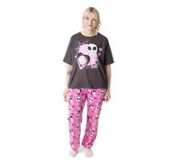 Disney Nightmare Before Christmas Jack Ensemble Pyjama pour Femme | Adultes Jack Skellington Graphic Haut à Manches Courtes et Bas de Pyjama à Jambe Longue en Noir et Rose
