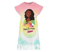 Disney Oceania Robe à franges pour fille, motif Vaiana Born to Voyage, 100 % coton, multicolore à imprimé tropical, rose, 4 ans