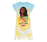 Disney Oceania Robe à franges pour fille, motif Vaiana Born to Voyage, 100 % coton, multicolore à imprimé tropical, turquoise, 8 ans