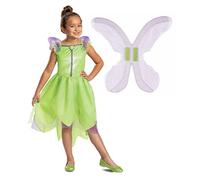 Disney Officiel Classic Deguisement Fée Clochette avec Ailes de Fée Enfant, Deguisement Fee Fille, Déguisement Papillon Peter Pan Robe de Carnaval XS
