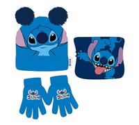 Disney Pack Bonnet + Gant + Écharpe Enfant Extensible (2 à 8 Ans) Lilo & Stitch Doux Mignon Chaud - Lot de 3 : Chapeau + Moufles + Foulard Fille Garçon Modèle DIS LIS 5238C534