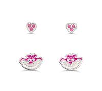 Disney Paire de boucles d'oreilles à tige Alice au pays des merveilles en forme de cœur de chat du Cheshire avec pierre étincelante
