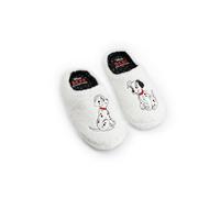 Disney Pantoufles blanches pour femmes 101 Dalmatiens | Chaussures d'intérieur moelleuses et confortables ornées de personnages emblématiques | Idéales pour se détendre à la maison