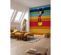 Disney Papier Peint Bébé Chambre Mural 300x249cm Mickey Mouse Arc-en-Ciel Rouge