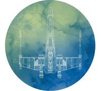 Disney papier peint rond autocollant Star Wars X-wing bleu et vert - 612027 - Ø 128 cm