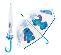 Disney Parapluie Enfant Fille Parapluie Cloche Transparent Accessoire Officiel Stitch Reine des Neiges (Stitch Bleu)