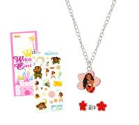 Disney Parure de bijoux pour filles - Ensemble d'accessoires de déguisement avec collier et boucles d'oreilles et autocollants, plus | Bijoux de personnage pour enfants (Moana)