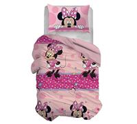 Disney Parure de lit 1 Place, Housse de Couette + taie d'oreiller, Housse de Couette avec taie d'oreiller, Sac 155 x 200 cm, 100% Coton, Minnie