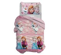 Disney Parure de lit 1 Place, Housse de Couette + taie d'oreiller, Housse de Couette avec taie d'oreiller, Sac 155 x 200 cm, 100% Coton, Frozen, (Pas de Frais de Drap avec Coins)