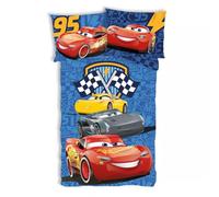 Disney Parure de lit réversible Cars Track Stars 100% coton - Housse de couette 100x135 cm + taie d'oreiller 40x60 cm Flash McQueen