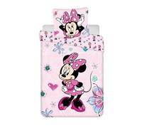 Disney - Parure de lit en coton ""Minnie : Fleurs"" - Rose - 160 x 200 cm
