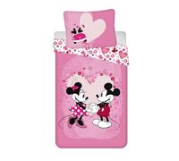Disney - Parure De Lit en Microfibre Minnie Et Mickey : Love - Rose - 140 X 200 Cm