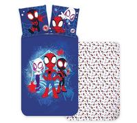 Disney Parure de Lit Enfant Spidey - 100x135 cm + 40x60 cm - 100% Coton - Housse de Couette et Taie d’Oreiller - Marvel Spidey et Ses Amis Extraordinaires