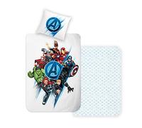 Disney Parure de lit réversible Home Avengers, 135 x 200 cm, Taie d'oreiller 80 x 80 cm, 100% Coton renforcé Super Doux, 2 pièces, Parure de lit Avenger, Doux et agréable sur la Peau