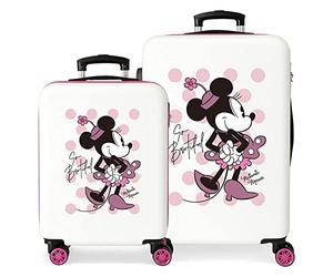 Disney Passe un Bon Moment Minnie So Beautiful Ensemble Valise Rose 55/65 cms ABS Rigide Serrure latérale à combinaison 56L 6 kgs 4 roues doubles bagage à main