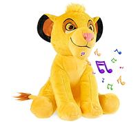 Disney Peluche Bebe - Grosse Peluche 28cm Stitch Le Roi Lion Simba Dumbo - Peluches Doudou avec Son - Jouet Premier Age - Cadeau Disney Fille Garcon (Jaune Simba)