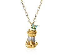 Disney Pendentif Winnie l'ourson - Cha ne de 45,7 cm - Collier plaqu or jaune avec pendentif papillon et ourson - Bijoux Winnie l'ourson, laiton, oxyde de zirconium, Laiton, Zircone cubique