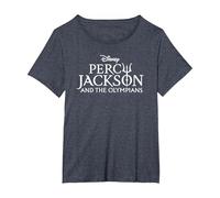 Disney Percy Jackson and the Olympians Series Title Logo T-Shirt, Femme Grandes tailles, Bleu Chiné, 3X