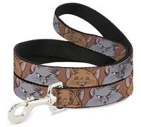 Disney Pet Laisse pour chien Aristochats Toulouse et Berlioz Piano Pose et Notes de Musique 1,2 m de long 3,8 cm de large