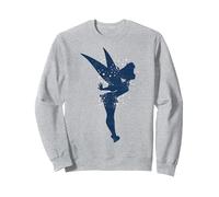 Disney Peter Pan Fée Clochette Pixie Dust Silhouette Sweatshirt, Unisexe pour adultes, Gris Chiné, M