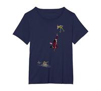 Disney Peter Pan Hook Falling To The Alligator T-Shirt, Femme Grandes tailles, Bleu Marine, 2X