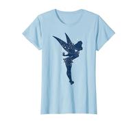 Disney Peter Pan T-shirt graphique Fée Clochette Americana Shadow T-Shirt, Femme, Bleu Céleste, L