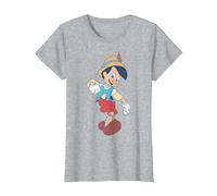 Disney Pinocchio Vintage Portrait T-Shirt, Femme, Gris Chiné, S