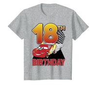 Disney Pixar Cars 18th Birthday Racer McQueen T-Shirt, Enfant, Gris Chiné, 12 ans