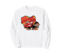 Disney Pixar Cars 2 Lightning McQueen Big Ka-Chow! Big Logo Sweatshirt, Unisexe pour adultes, Blanc, S