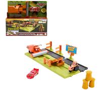 Mattel Disney · Pixar Cars Évasion de Frank, Course et cascades Coffret de 3 véhicules avec 2 modes de jeu, inclut Flash McQueen HRX48