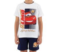 Disney Pixar Cars Ensemble pour Garçon, Pyjama 2 Pièces T-Shirt et Short Motif Lightning McQueen, Taille 5 Ans | Blanc