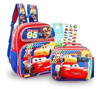 Disney Pixar Cars Mini sac à dos avec boîte à déjeuner pour enfants - Ensemble avec sac d'école Pixar 30,5 cm, boîte à déjeuner, autocollants, plus | Pixar Cars Fournitures scolaires pour garçons