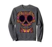 Disney Pixar Coco Collage Skull Halloween Sweatshirt, Unisexe pour adultes, Chiné Foncé, S