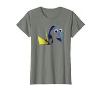 Disney Pixar Finding Dory Big Face Blue T-Shirt, Femme, Vert kaki chiné, L