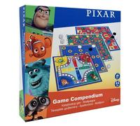 Disney Pixar Games Compendium Profitez de 4 Jeux de société, 9 Morris pour Hommes, Drafts, Ludo, Jeu d'échelles, Excellent Cadeau pour Les Enfants de 5 Ans et Plus