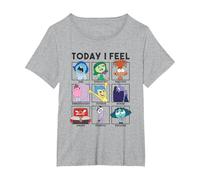 Disney Pixar Inside Out 2 Today I Feel... Emotions Panels T-Shirt, Femme Grandes tailles, Gris Chiné, 6X