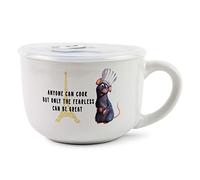 Disney Pixar Ratatouille Anyone Can Cook Bol à soupe en céramique avec couvercle ventilé pour crème glacée, céréales, boissons | Capacité : 700 ml