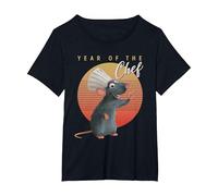 Disney Pixar Ratatouille Remi Year of The Chef T-Shirt, Femme Grandes Tailles, Noir, 6X