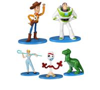 Disney Pixar Toy Story 4 Mini Figures Cake Toppers Set de 5 - Buzz Lightyear Woody Forky Bo Peep Rex