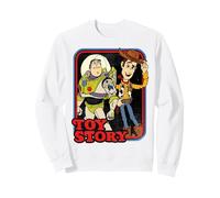 Disney Pixar Toy Story Buzz And Woody Portrait rétro Sweatshirt, Unisexe pour adultes, Blanc, S