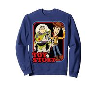 Disney Pixar Toy Story Buzz And Woody Portrait rétro Sweatshirt, Unisexe pour adultes, Bleu Marine, S