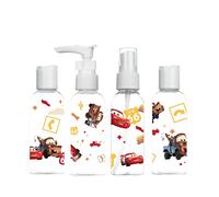DISNEY Pixar - Trousse Toilette Voyage Enfant Cars - Gobeleterie Flash McQueen Flacons 4×50 ML - Travel Kit Vide - Sécurité & Praticité Parents - Format Avion - Produit Officiel Disney