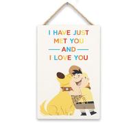 Disney Pixar Up I Have Just Met You And I Love You Décoration murale en bois à suspendre pour chambre d'enfant, salle de jeux ou crèche