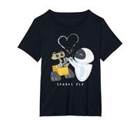 Disney Pixar Wall-E & Eve Sparks Fly Portrait T-Shirt, Femme Grandes tailles, Noir, 5X