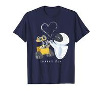 Disney Pixar Wall-E & Eve Sparks Fly Portrait T-Shirt, Homme, Bleu Marine, L