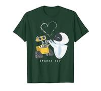 Disney Pixar Wall-E & Eve Sparks Fly Portrait T-Shirt, Homme, Vert Forêt, XXL