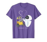 Disney Pixar Wall-E & Eve Sparks Fly Portrait T-Shirt, Homme, Violet Chiné, XXL