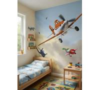 Disney Planes Papier Peinture Murale Photo Enfant Orange Rouge Bleu