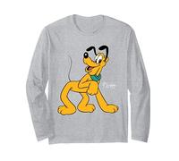 Disney Pluto the Dog Retro Character Pose Trip Matching Manche Longue, Unisexe pour adultes, Gris Chiné, XXL