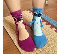 Disney point aimant main dans la main chaussette dessin animé amusant mode doux confortable créatif adultes enfants noël bas jouet cadeau B 1 paire